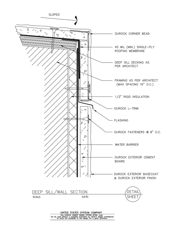 Design Details Details Page - Durock® Brand Wall-Deep Sill Section